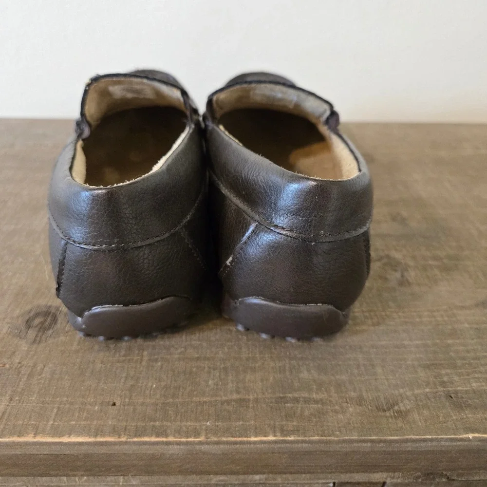 The Childrens Place Boys Brown Faux Leather Slip On Loafers Moc Toe Shoes Size 3